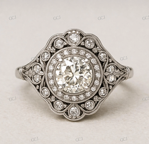 Anillo de compromiso redondo blanco de 2,0 quilates en plata de ley 925, anillo de compromiso vintage, anillo Edwardiano, anillos antiguos - Product Image 6