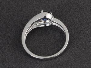 แหวนแต่งงาน แหวนไพลินสีน้ำเงิน ทรงกลม พลอยสีน้ำเงิน เงินสเตอร์ลิง เครื่องประดับประจำเดือนเกิดเดือนกันยายน - Product Image 5