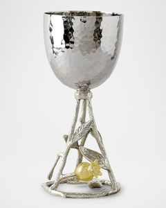 Elegant Brass Wine <b>Goblet</b> With Gold Leaf Design Round Silver Bowl Handmade For Wedding Decor for sale - Product Image 6