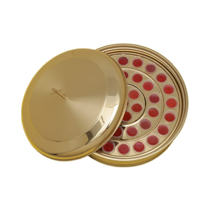Plateau de communion en acier inoxydable de qualité supérieure, 40 gobelets en plastique, couvercle à design unique, finition dorée brillante, robuste, pour usage en église, élégant - Product Image 3