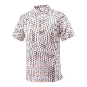 Polo à manches courtes pour homme, motif géométrique, tissu tissé décontracté, design imprimé - Product Image 1