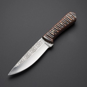 Cuchillo de Hoja Fija Nordic Forge, Acero 12c27, Mango de Madera, Hoja Grabada con Ácido y Funda de Cuero, ODM OEM, Cuchillo de Caza de Espiga Completa - Product Image 1