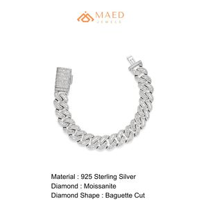 Bracelet en argent maille cubaine avec moissanite, chaîne fine, bijoux de luxe hip-hop pour hommes et femmes, tendance - Product Image 6
