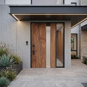 Nuevas Puertas Modernas de Madera Sólida Aswattha Visionary con Elegante Panel de Vidrio para Entrada de Hogar, Diseño Artístico - Product Image 3
