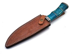 Handmade DIY Tactical Straight Damascus Steel Bowie <b>Knife</b> Leather Sheath <b>Bone</b> <b>Handle</b> Edge Master Manufacture 12in Outdoor - Product Image 6