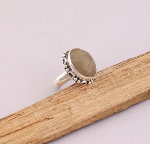 Natural Yellow <b>Jade</b> Bezel Setting <b>Ring</b> 925 Sterling Silver Women's Genuine Stone Purple Gemstone Wedding February - Product Image 5