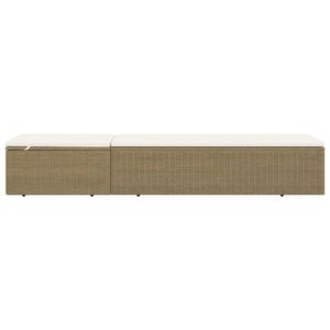 Brown and Cream White Poly <b>Rattan</b> <b>Sunlounger</b> - Product Image 3