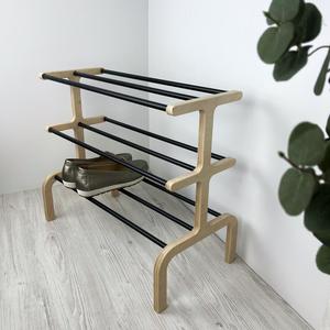 Elegant Curved <b>Shoe</b> Rack Dual Tier Compact Organizer <b>Space</b> <b>Saving</b> Design Strong Stable Frame Premium Entryway <b>Storage</b> Unit - Product Image 4