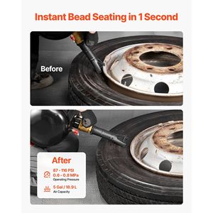 Pressa per pneumatici ad aria per impieghi gravosi da 5 galloni/18,9 L, pressione operativa 87-116 PSI, strumento di fissaggio pneumatico per riparazione pneumatici - Product Image 2