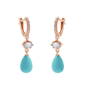 Ethnic Women Wear Handmade Solid 925 Sterling <b>Silver</b> Natural White Topaz & Turquoise Gemstone Drop <b>Dangle</b> <b>Earrings</b> Fine Jewelry - Product Image 5
