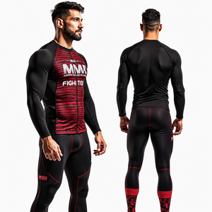 เสื้อรัดกล้ามเนื้อแขนยาวแบบสั่งทำพิเศษสำหรับ MMA ยิวยิตสู BJJ เสื้อฝึกซ้อมสำหรับการต่อสู้ ยืดหยุ่น น้ำหนักเบา แห้งเร็ว - Product Image 5