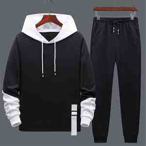 Conjunto de dos piezas de chándal deportivo informal de talla grande para hombre, transpirable, con cuello en V, en colores sólidos - Product Image 4