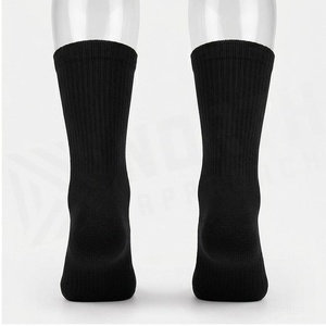 Black Crew <b>Socks</b> Solid Color Breathable Knitted for Adults Casual Wear - Product Image 2