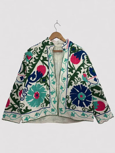 Chaqueta Bomber Bohemia Tejida con Cierre Frontal, Largo Regular, Transpirable para Invierno y Otoño, Estilo Étnico Artesanal de Jaipur - Product Image 1