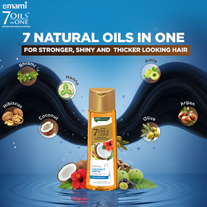Aceite Capilar Emami 7 Aceites en Uno de Coco - 200ml |   Mezcla 100% Natural de 7 Aceites |   Resultados Suaves y Brillantes |   Promueve un cabello más grueso y fuerte - Product Image 2