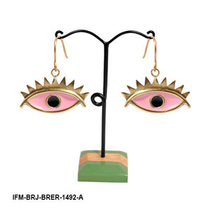 Pendientes de latón hechos a mano con forma de ojo, de moda, con esmalte rosa y pestañas de alambre intrincadas, resistentes al deslustre, para compromiso femenino - Product Image 6