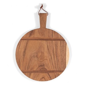 Planche à découper rustique en acacia, forme ronde avec poignée, durable, épaisseur 1,5 cm, ustensile de cuisine, décoration intérieure, article ménager au meilleur prix - Product Image 1