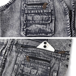 Gilet en jean formel léger pour homme, qualité supérieure, séchage rapide, imperméable, coupe-vent, col en V, fermeture éclair, polyester/nylon - Product Image 6