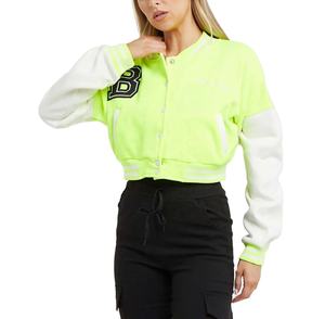 Chaqueta Universitaria de Lana con Parches Personalizada de Alta Calidad para Mujer, Chaqueta de Béisbol con Logotipo Personalizado para Mujer - Product Image 1