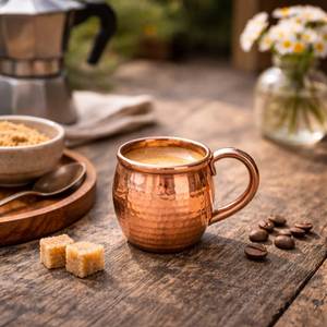<b>Copper</b> mule beverage mug set for luxury festive rooftop dinners hammered finish metal <b>cups</b> durable reusable party mugs - Product Image 6