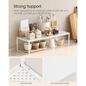 ชุดชั้นวางของโลหะแบบขยายได้ 2 ชิ้น ตู้เก็บของขนาดเล็กสำหรับจัดระเบียบเคาน์เตอร์ครัว ชั้นวางของบนโต๊ะประหยัดพื้นที่ - Product Image 3