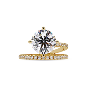 Anillo de compromiso de lujo con diamante solitario redondo de 1, 2 o 3 quilates, certificado IGI, cultivado en laboratorio, para mujer, en oro puro de 14K o 18K. - Product Image 1