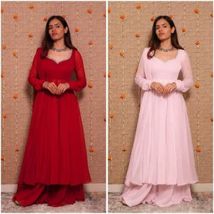 Ensemble de robe de soirée de créateur en georgette lourde avec dentelle miroir véritable, palazzo et dupatta cousus, prêt-à-porter, tenue ethnique pour femme - Product Image 5