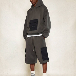 Conjunto de Sudadera con Capucha y Pantalones Cortos para Hombre, Diseño y Logotipo Personalizados, Estilo Casual, Holgado, Sostenible, Transpirable, con Estampado de Letras, para la Temporada de Primavera - Product Image 2