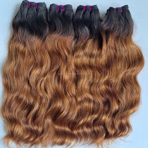 Extensions de cheveux humains indiens Remy, ondulés, bicolores ombrés 1B/30, double trame, extensions de cheveux en vrac tissées à la machine, vente en gros - Product Image 5