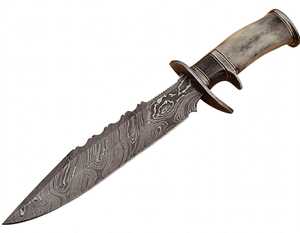 Outil utilitaire artisanal en acier Damas avec manche en os de chameau et accentuations en corne - Product Image 6