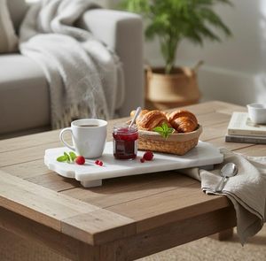 Premium White Marble Serving Tray Luxury Decorative Display Tray Best Selling Tabletop Accent for Living Room Tableware Portable - Product Image 2