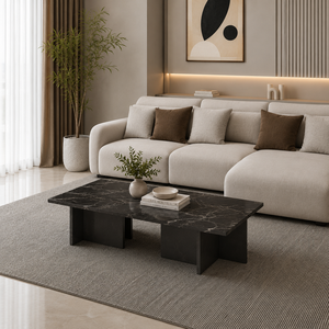Premium Modern Round <b>Marble</b> Coffee <b>Table</b> Scandinavian Luxury Center <b>Table</b> with Solid Metal Base for Living Room Home Hotel Villa - Product Image 1