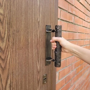 Manija de hierro forjado para puerta, fácil de instalar, textura grabada de corteza de árbol, estilo tradicional, accesorio para puerta/portón. - Product Image 5
