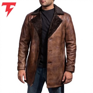 Abrigo Largo de Invierno de Cuero Ecológico, Transpirable e Impermeable, con Cuello Mao, Doble Botonadura y Relleno de 320g - Product Image 6