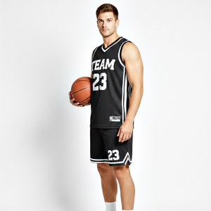 Conjunto de Uniforme de Baloncesto Negro Antipilling, Ropa Deportiva para Adultos, Jersey y Pantalones Cortos de Baloncesto Unisex a Precio de Fábrica - Product Image 5