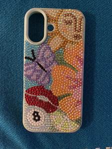 เคสโทรศัพท์ทำมือ น้ำหนักเบา ประดับลูกปัด ลายดอกทานตะวันและดอกเดซี่ รูปทรงสี่เหลี่ยมผืนผ้า วัสดุผ้าไหม งานฝีมือสิ่งทอ - Product Image 6