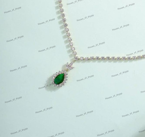 Collar de una sola capa plateado con dijes de moissanita y colgante floral, joyería elegante para mujer, para fiestas - Product Image 2