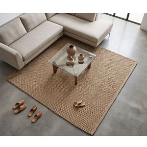 Hand Woven Natural Jute Wool Area Rug Natural Beige <b>Popcorn</b> Weave Carpet Modern Living Room Floor Rug Custom Size Wholesale - Product Image 6