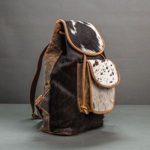 Premium Hair On Leather Backpack Cowhide Handmade Travel School <b>Bag</b> Fashion Backpack for Women Men Durable Luxury LHBP-0080 - Product Image 3