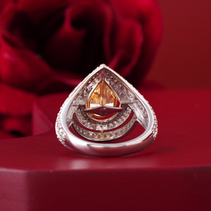 Fancy Yellow Pear Cut Lab Grown Diamond <b>Ring</b> 14K Gold Statement Color <b>Fine</b> Jewelry Fashion <b>Rings</b> - Product Image 4