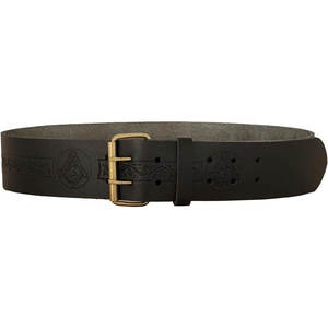 Boucle de ceinture maçonnique en laiton massif personnalisée pour tenue traditionnelle écossaise avec sangle en cuir noir véritable OEM ODM - Product Image 2