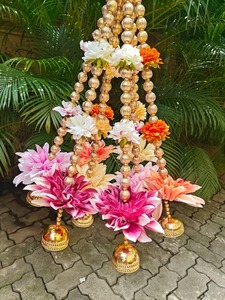 Décoration Murale Florale Artificielle Traditionnelle Indienne, Perles Dorées et Clochettes, 3,5 Pieds, Multicolore, pour Mariage, Diwali, Ramadan, Anniversaire - Product Image 2
