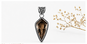 Smoky Quartz Silver Pendant – Handmade Brown Gemstone <b>Necklace</b> in Sterling Silver - Product Image 2