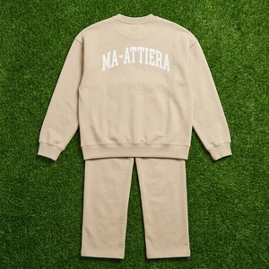 Ensemble de survêtement décontracté pour homme, sweat-shirt à col rond beige et pantalon cargo assorti, deux pièces, streetwear - Product Image 6