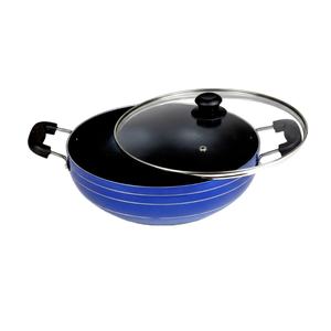 Poêle à frire ANAX de qualité supérieure, antiadhésive, avec couvercle en verre transparent, forme ronde, durable, fabriquée en Inde pour une utilisation domestique - Product Image 1