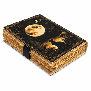 Moon Leather Hardcover Journal Grimoire Phases Spell Book Shadows <b>Diary</b> Antique Deckle Edge Vintage Paper Sketchbook 100 Sheets - Product Image 2