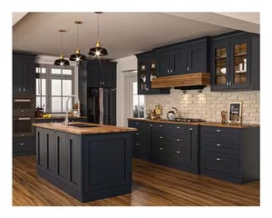Modern Charcoal RTA Diagonal <b>Corner</b> Solid Wood Kitchen <b>Cabinet</b> Plywood Panel Ready Assemble Direct Factory Wholesale Vietnam - Product Image 6