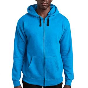 Men's Black <b>Zip</b>-Up Hoodie Regular Fit Solid Color Cotton Fleece Casual <b>Hooded</b> Sweatshirt Autumn Wear - Product Image 3