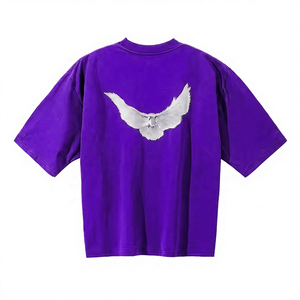 T-shirt formel surdimensionné pour homme avec imprimé hibou blanc au dos, impression numérique, manches courtes, col rond, tissé, éco-responsable - Product Image 4