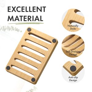 Porta Jabón Ecológico de Bambú Natural con Bandeja de Almacenamiento y Drenaje Automático para Ahorrar Jabón en el Baño, Venta al Por Mayor - Product Image 4